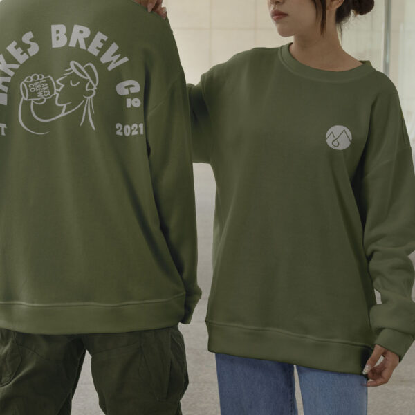 Lakes Brew Co Sweater Khaki with Natural Raw Ink